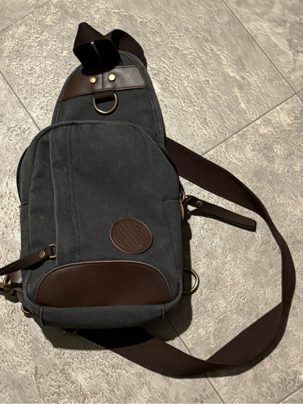 Siddhartha Gray/Brown Canvas Sling Small Bag Backpack